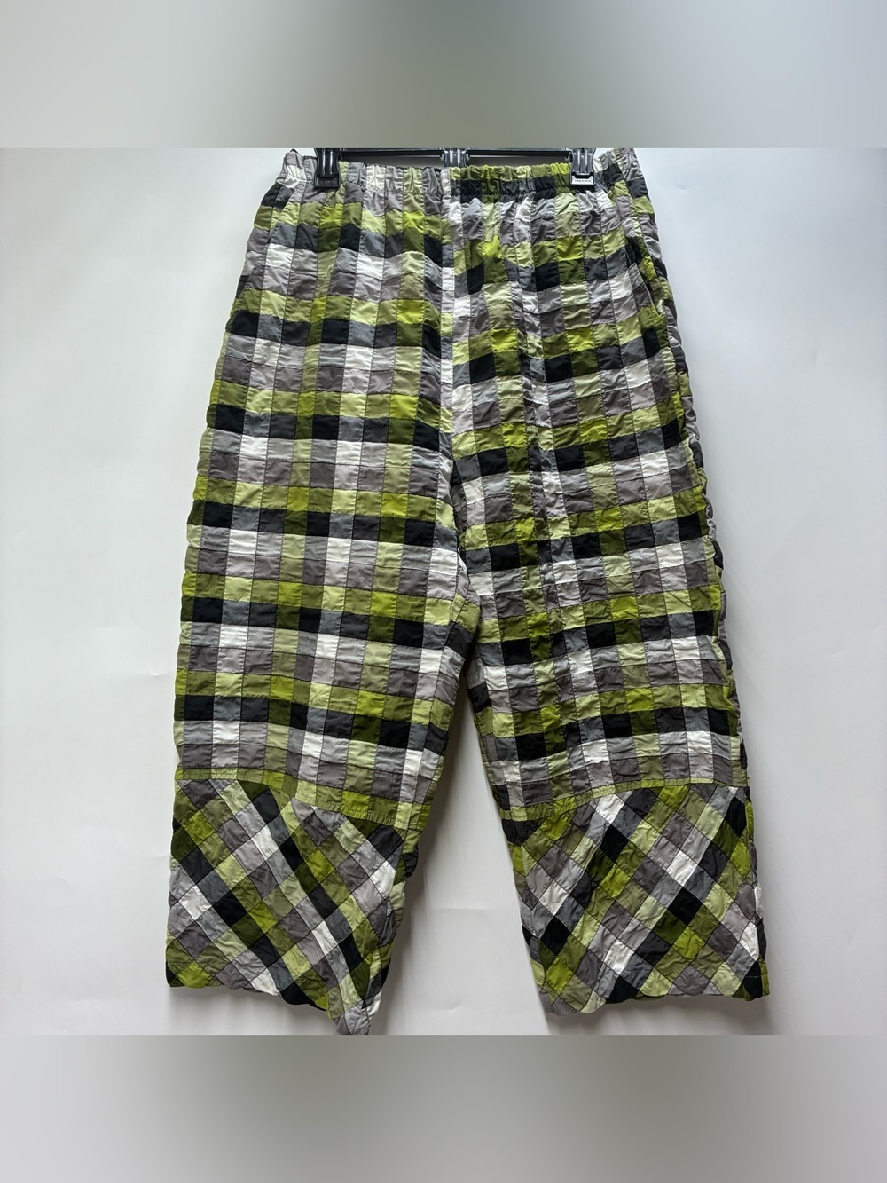 Gershon Bram XL Plaid Pull On Trousers Wide Leg Pants Viscose Lagenlook Green